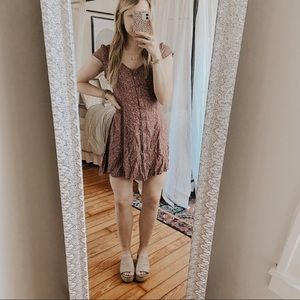 American Eagle Pink Floral Lace Up Mini Dress
